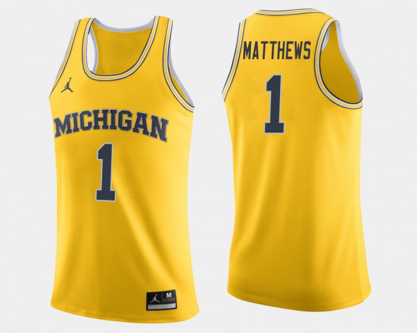 Michigan Wolverines #1 Men Charles Matthews Jersey Maize Stitched College Basketball